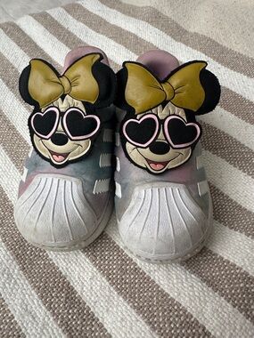 adidas Kids Sneakers with Minnie Patch — Black, Pink & Gold Accent